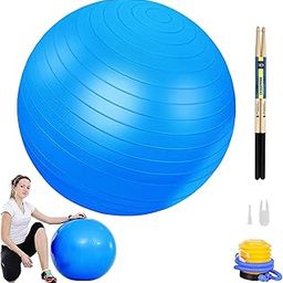 Atarvana Cardio Drumming Equipment Set, Extra Thick Yoga Ball with Pump & Cardio Drumming Sticks with Grips, Aerobic Exercise Ball Drumsticks Workout Set for Stability, Rhythm, Gymnastics-image-57