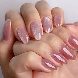 24-Piece Fake Nails, Blush Nude Cat Eye Press On Nails Kit, Reusable Artificial Nails for Women, Easy Application Nail Extensions with Adhesive Tabs and Tools-image-90