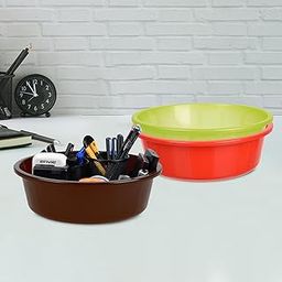 Pack of 3 Desk Organizer | Stationery Organizer | Multipurpose Organizer | Office Supplies for Pen-Pencil-Staplers | Desktop Organizer | 6 LTR | Red & Green & Brown-image-66