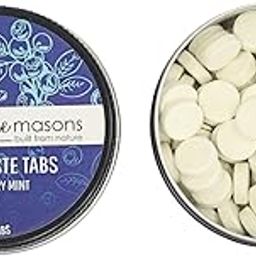 Nature Masons Toothpaste Tablets - Blueberry Mint Flavour (120 tabs) with Fluoride and non-abrasive Whitening, Eco friendly, Plastic free, Travel friendly-10