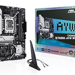 ASUS B760M-AYW WiFi, an Intel B760 LGA 1700 mATX Motherboard with PCIe 4.0, Two PCIe 4.0 M.2 Slots, DDR5, Realtek 2.5Gb Ethernet, WiFi 6, HDMI, SATA 6 Gbps, Front USB 3.2 Gen 1, Aura Sync-17