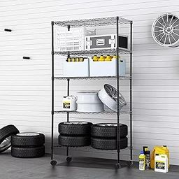 STORACK 5 Shelf Heavy Duty Boltless Foldable Storage Rack/Adjustable Metal Rack/Multipurpose Home Storage Organizer/Kitchen Rack(Black) 30x14x72 Inch-image-39