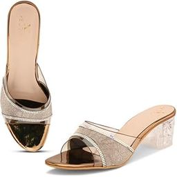 Copper Women's Fashion Sandals | Faux Leather Comfortable and Stylish Slip-On Heel | For Wedding Occasion 2.5 Inches Heel | For Women & Girls-image-77