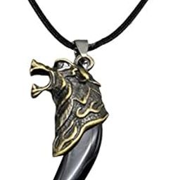 Mens Wolf Animal Pendant Necklace Retro Wolf Dog Head Tooth Fang Spear Leather Necklace for Teen Boy Adult Ceremony Gift Jewelry-26