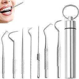 Cazuela 7-in-1 Teeth Braces Cleaner Tools Kit, Dental Floss Toothpicks Set with Aluminum Tube- Dental Tools Reusable Toothpicks Teeth Braces Cleaning Tools Kit for Outdoor Camping Traveling-12