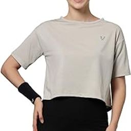 UZARUS Women's Cropped Regular Fit Gym T-Shirt | Soft Breathable & Quick-Dry Fabric Activewear Top for Workout, Yoga, Running, Exercise Casual Lightweight Fitness Tee for Everyday Comfort-image-21