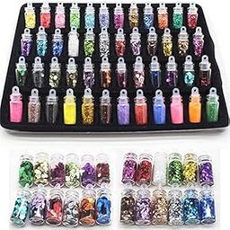 Aishu Glitter Set of Nail Decoration,Nail Art Tool for Nail Decoration Multicolour - Set of 48 Bottles-45