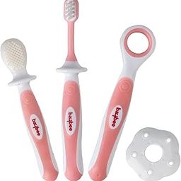 BAYBEE Soft Silicone Manual Toothbrush Set, Bpa Free Baby Training Toothbrushes With Anti Chock Shield, Tongue Cleaner|Infant Kids Toothbrush 6+ Months (Pink), Pack of 4-picture-9