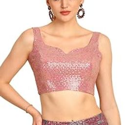 Womens Sequinned Embellished Georgette Padded Blouse-image-37