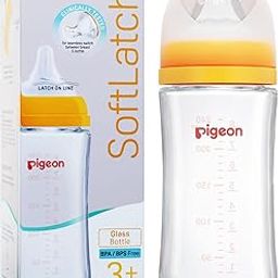 Pigeon Wide Neck Glass Feeding Bottle, New Born/Infants/Toddler Upto 3 Years, BPA Free, Ergonomic Shape is Easy to Hold, with Anti Colic Nipple, 240ml Yellow-picture-30