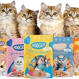 PETS EMPIRE Moochie Tasty Wet Cat Food, Grain Free Cats Gravy Meal, No Artificial Flavours Kitten Food, Non-Vegetarian Cat Foods Pouch, All Flavours Mix for Adults & Kittens (85 g Pack X 5)-24