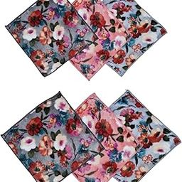 Women's Floral Handkerchiefs – Soft Microfiber Rumals (25x25 cm) for Girls, Babies & Kids | Set of 6 | Ideal for Rakhi, Birthday Gifts, Baby Showers-55
