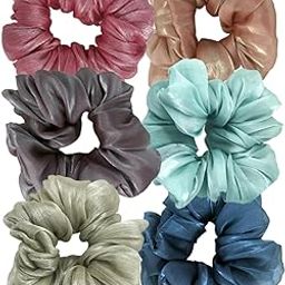 Scrunchies Soft Hair Band Elastic Rubber Bands Headband Ponytail Holders Ruffle Hair Ties Hair Accessories Multi - Colour For Girls & Women Big Size (1 pc)-image-27