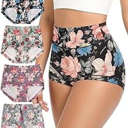 Women's Floral Print Soft Stretchable Comfortable Full Coverage Highwaist |Hipster Broad Waistband Plus Size Printed Panties Underwear-image-36