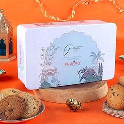 CookieMan Diwali Delight Cookies Gift Tin - 500g | Diwali Gift Box Contains Choco Chip, Double Choco Chip, Mocha, Black Currant, Butter Cashew-image-11