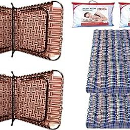 PS PARVESH SMART (2 Pieces Combo Folding Bed 3 X 6ft Strong | Multipurpose | Multicolor with Pillow and Matrress-image-16