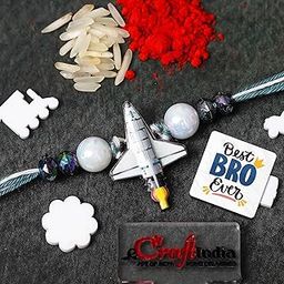 eCraftIndia Space Shuttle Rakhi for Kids Brother | Raksha Bandhan Rakhi for Bhai Bhaiya | Best Bro Ever Fridge Magnet | Roli Chawal Pack-image-7