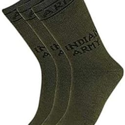 Men's Indian Army Organic Cotton Full Length Socks Combo - 3 Pairs (Olive Green, Free Size)-image-75