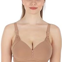 Lite Wite - Minimiser Medium Padded Cotton Lycra Bra (Plus Size) - Triple Hook - Full Coverage - Wirefree - Seamless T-Shirt Bra-23