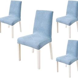 HOMETHREADS Stretchable Elastic Jacquard Chair Seat Cover – Removable & Washable, Durable Seat Protector for Dining Room, Kitchen, Restaurant & Party Chairs (Blue, Pack of 4)-image-36