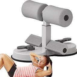 SKYFUN (LABEL) Portable Sit Up Bar | Floor Aid Machine Exercise Bar with 2 Strong Suction Cups - Adjustable Foot Holder, Push Up Home Gym Calisthenics Equipment for Abs Workout, Men Women Fitness (Grey)-12
