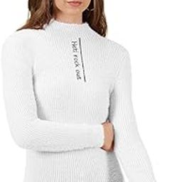 Women Knit-Rib Long Sleeve Fur High Neck Woolen Winter Pull Over Top T-Shirt Sweater Dn15-image-59