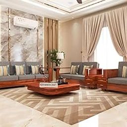 NEW MAMTA CRAFT Sheesham Wood 6 Seater Sofa Set with 2 Drawer Storage | 3+2+1 Wooden Sofa Set Furniture for Living Room Home Office (40 Density Cushion,Honey Finish)-image-21