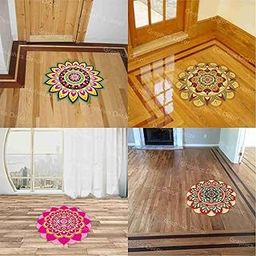 Vinyl Graphics Decor Combo Pack Of 4 Colorful Rangoli Mandala Trending Floor Wall Sticker, Self-Adhesive, 30 Cms-image-61