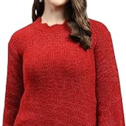 Women's Wool Blend Self Design Round Neck Sweater-picture-12