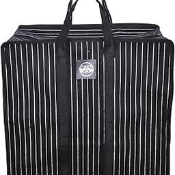 Zarwiss Striped Storage Bag, Heavy-Duty Carry Bag with Handles, Black and White-image-27