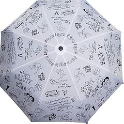 3 Fold Designer Girls Rain Doodle Monsoon Fashion Umbrella-22