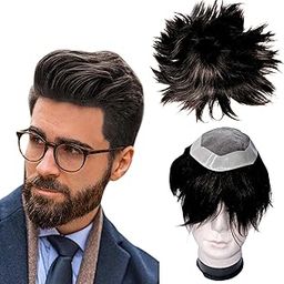 HAIR SECRET Hair Peach for Men with Virgin Human Hair, Mono Top with Poly Coating Around Cap Mens Wig, Install with Hair Patch Glue Clips or Black with Tape Brush and Clips (Light Brown, 9x6)-image-44