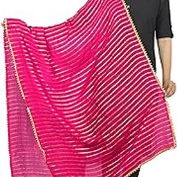 Silk Golden Striped Dupatta With Gotta Patti Border for Womens & Girls-image-53