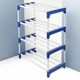 SAURAV ENTERPRISES 4 Tier Shoe Rack with Shelf, Folding 1ShoeRack for Bedroom, Living Room,Entryway, White,2ShoeRack,Footwear Stand for Home, Plastic and Metal Pipe,4ShoeRack with only 4 Layer-18