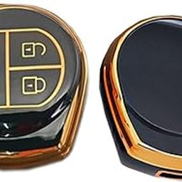 AUTOFRILL TPU Car Key Cover for Maruti Suzuki Baleno, Grand Vitara, XL6, Swift, Brezza, Ertiga, Dzire, Celerio, Ciaz, SX4, Ignis, Alto, S Presso, S Cross, Fronx 2 Button Key Cover (Black-Gold)-image-80