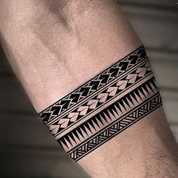 Black Tribal Modern Mix Hand Band Waterproof Temporary Tattoo For Boys Girls-37