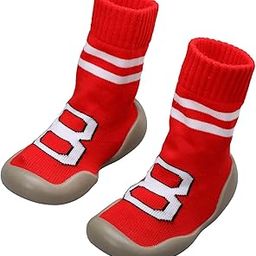 Anti-Skid,Anti-Slip Footware For Baby & Toddler,Breathable Baby Soft Shoe Socks,Soft Flexible Rubber Sole,Red 88,Large,Calf Length-image-65