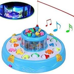 Zest 4 Toyz Musical Rotating Fishing Game for Kids with 26 Colorful Fishes in Pond Catching Sticks and Lights and Music Interactive Fishing Toy for Boys Girls Age 3+-91