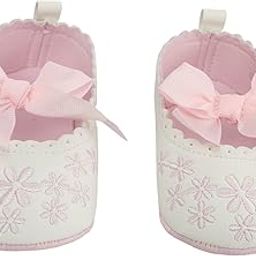 Baby MooComfortable & Breathable Baby Unisex Booties | Cozy Fleece Infant All Seasons Footwear Embroidered Floral White And Pink Booties-9