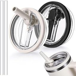 HASTHIP® 2Pcs Leak Proof Lid Replacement 40 oz Only Fit for Stanley Cup 40 OZ, No Spill 40 oz Tumbler Lids Replacement Reusable Spill Proof Flip Top Stopper for Stanley Cup Accessories, White&Black-picture-11
