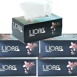 Liora 2 ply Soft Facial Tissue Paper Box Pack of 5, Soft Face Wipes Tissue for Wiping Oily Skin, Makeup Remove, Facial Wipes for face cleaning (180 Pulls Per Box, 900 sheets)-image-9