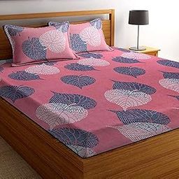 BSB HOME® Microfiber 180 TC Big Flower Printed Double Bedsheets with 2 Standard Size Pillow Cover, (90X90 Inches, 7.5 x 7.5 Feet, Pink and Light Blue)-image-52