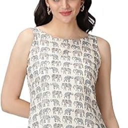 Pichwai and Elephant Print Cotton Tank Top-image-96