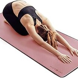 MICRODRY Deluxe Fitness Exercise Mat with High Impact Foam & Multi Layered Skid Resistant Surfaces – Neutralizes Odors – Carrying Strap Included | 6ft x 26” | Pink-image-42