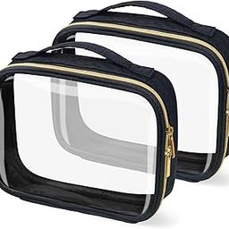 TSA Approved Travel Toiletry Bag,2 Pack Clear Makeup Bags with Handles,Quart Size Clear Cosmetic Bags for Traveling Women,Men,Carry on Airport Airline Compliant Bag,QH, Black, 2 Pack, Medium-image-41