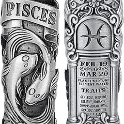Metal Lighter Case Fits BIC, It Covers Standard Full Size Bic Lighter in J6. Zodiac Astrology Lighter Case, Design in Pisces. One Piece Per Order-15