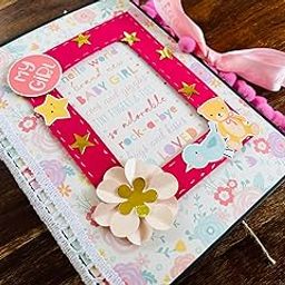 Crafted Forever Handmade Baby girl Scrapbook/mini album for Gifting and Memory Keeping, can hold 32 photos, A5 size, Hard bound, Pre decorated-image-40