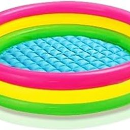 FEDDE 2 Ft Round Swimming Pool for Kids | Inflatable Sunset Glow Round Colourful Ring Baby Pool Portable Baby Bath tub | 0-5 Years | Indoor & Outdoor Swimming Pool for Kids (Multi Color)-9