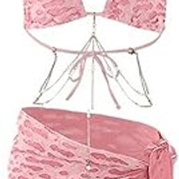 VELURA Womens Set with Chain Triangle Swimwear for Vacation Water Activities|2 Elbow Straightener|Swimwear| Womens Clothing-image-31