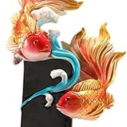 ARTISOUL® Koi Fish Sculpture Art Crafts Desktop Ornament for Bookshelf Cabinet Bedroom Orange Golden | Home Decor | Figurines-image-69
